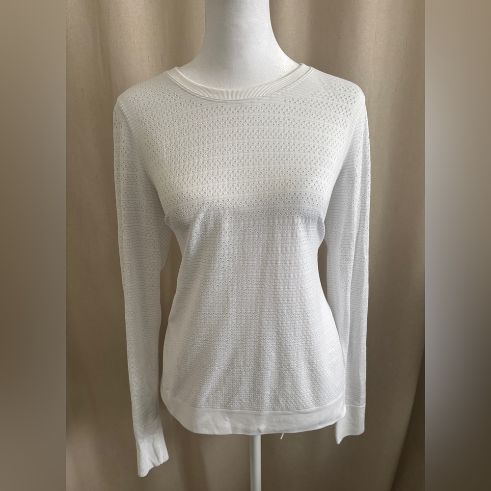 Lululemon White Long Sleeve Technical Mesh Top | Fits 8–10